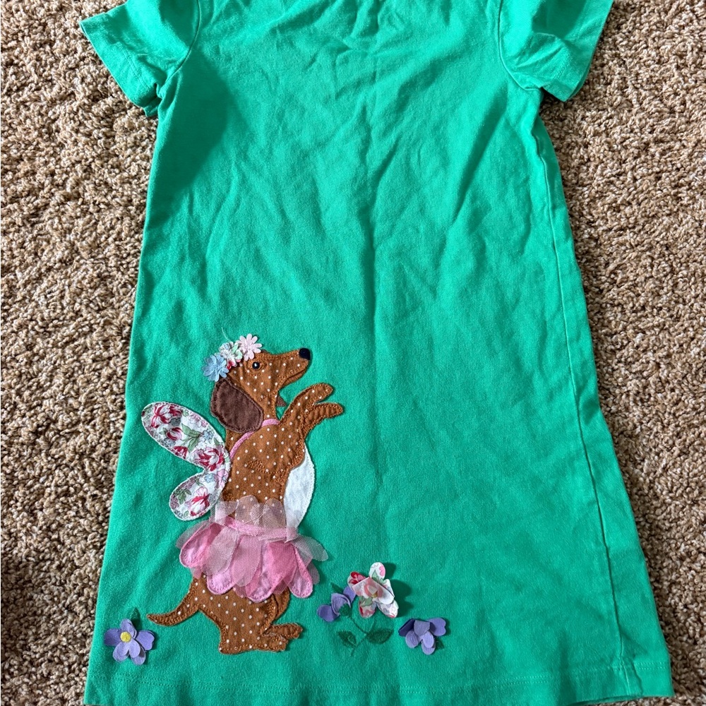 Mini Boden Teal Green Dog Appliqué Tutu Dress